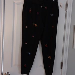 Old Navy gray sweatpants  with multi colored flowers nwt Size M